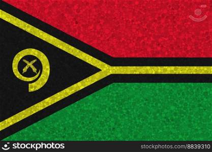 Flag of Vanuatu on styrofoam texture. national flag painted on the surface of plastic foam. Flag of Vanuatu on styrofoam texture