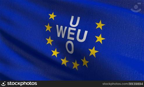 Flag of WEU or Western European Union. 3D rendering illustration of waving sign symbol.