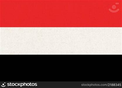 flag of Yemen . National Yemen flag on fabric surface. national flag on textured background. Fabric Texture. Yemen Arab Republic. Yemen national flag on textured background. Fabric Texture