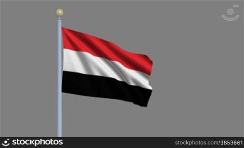 Flag of Yemen waving in the wind - highly detailed flag including alpha matte for easy isolation - Flagge Yemens im Wind inklusive Alpha Matte