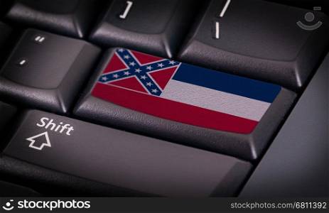 Flag on button keyboard, flag of Mississippi