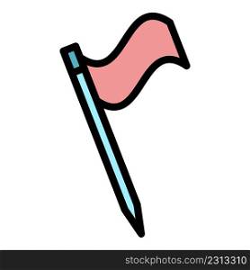 Flag toothpick icon. Outline flag toothpick vector icon color flat isolated. Flag toothpick icon color outline vector