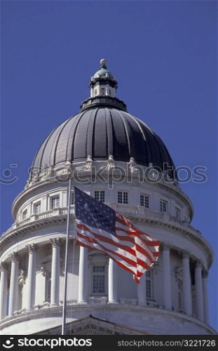 Flag Waving in front of Capitol Building