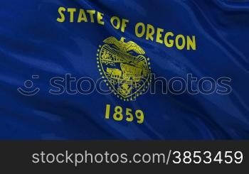 Flagge des US Bundesstaats Oregon im Wind. Endlosschleife.
