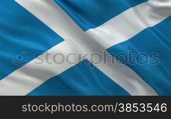 Flagge Schottlands im Wind. Endlosschleife.