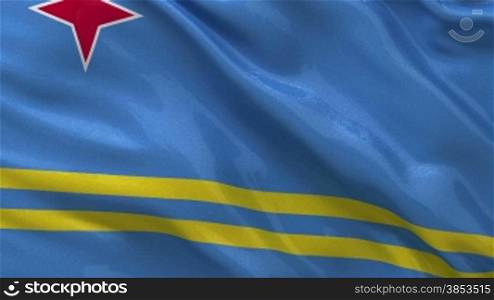 Flagge von Aruba im Wind als Endlosschleife