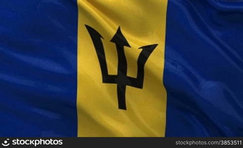 Flagge von Barbados im Wind als Endlosschleife