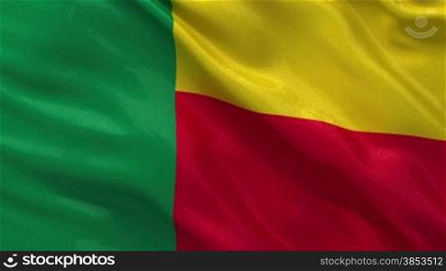 Flagge von Benin im Wind als Endlosschleife