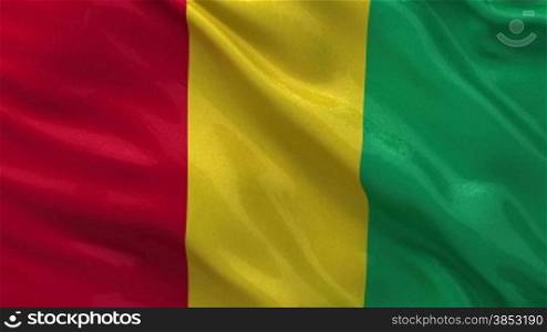 Flagge von Guinea im Wind als Endlosschleife