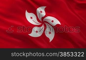 Flagge von Hongkong im Wind als Endlosschleife