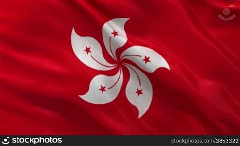Flagge von Hongkong im Wind als Endlosschleife