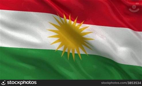 Flagge von Kurdistan im Wind als Endlosschleife