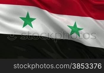 Flagge von Syrien im Wind. Endlosschleife.