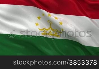 Flagge von Tadschikistan im Wind. Endlosschleife.