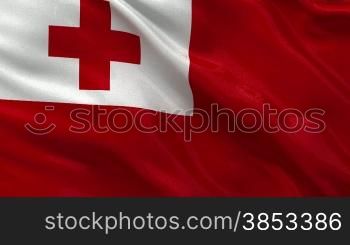 Flagge von Tonga im Wind. Endlosschleife.
