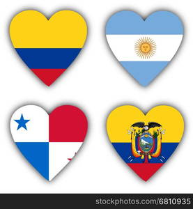 Flags in the shape of a heart, 4 different countries