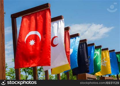 Flags of 16 great Turkish Empires in history