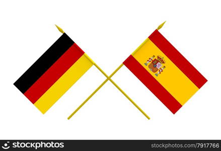 Flags of Germany and Spain, 3d render, isolated