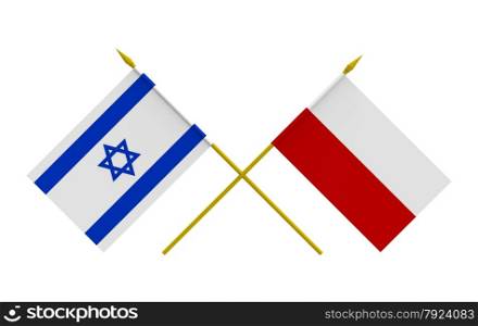 Flags of Israel and Poland, 3d render, isolated
