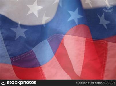 flags of the USA and Russia