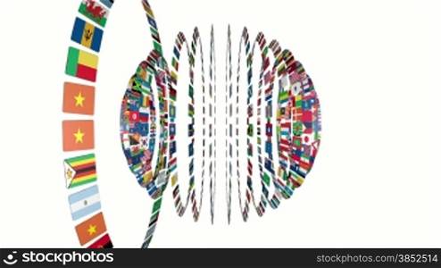Flags of the World animation, white
