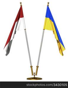 flags of Ukraine and Poland isolated on white - rendering