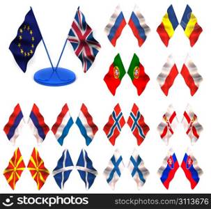 Flags. russia, romania, portugal, poland, montenegro, norway, netherland, holland, ireland, macedonia, scotland, north, finland, slovakia
