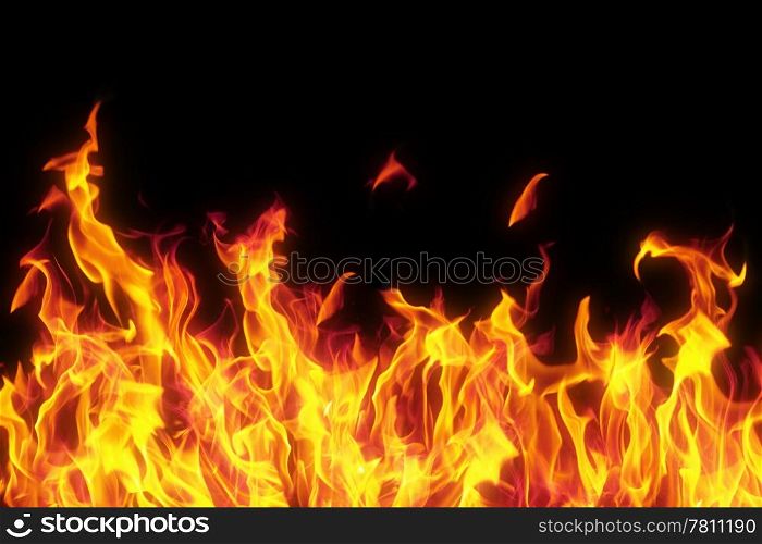 flame isolated over black background