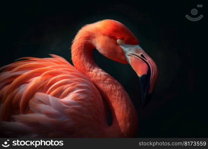 Flamingo in warm sunlight. Tropical bird. Generate Ai. Flamingo in warm sunlight. Generate Ai