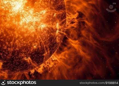 flare in the sun, fiery explosion in the universe generative ai.