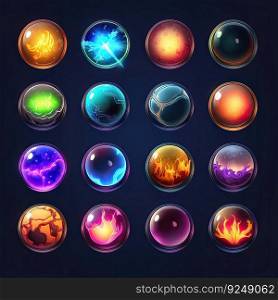 flare magic sphere game ai generated. bright , energy glow, light globe flare magic sphere game illustration. flare magic sphere game ai generated
