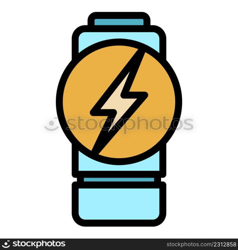 Flash charge battery icon. Outline flash charge battery vector icon color flat isolated. Flash charge battery icon color outline vector