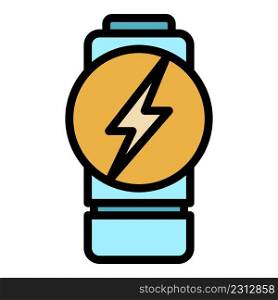 Flash charge battery icon. Outline flash charge battery vector icon color flat isolated. Flash charge battery icon color outline vector