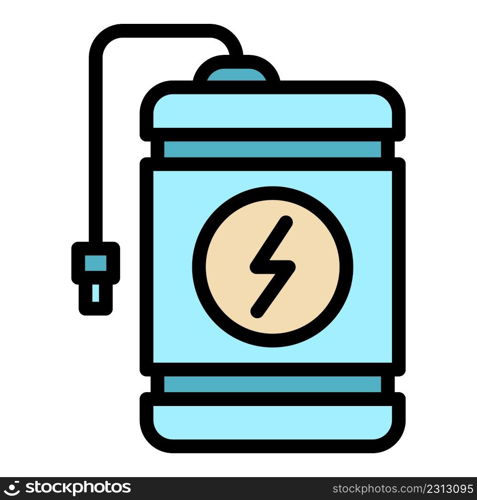 Flash charge power bank icon. Outline flash charge power bank vector icon color flat isolated. Flash charge power bank icon color outline vector