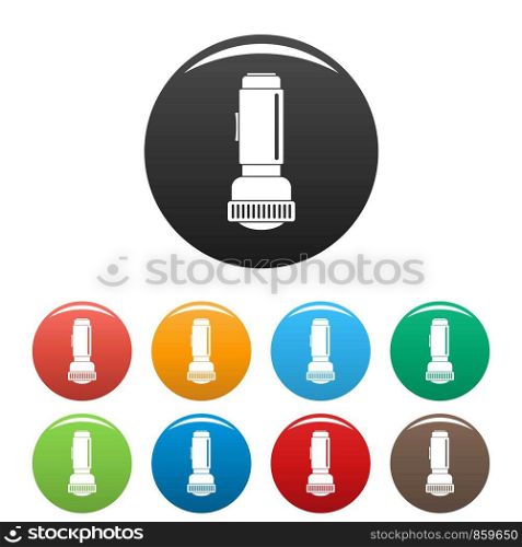 Flash light icons set 9 color vector isolated on white for any design. Flash light icons set color