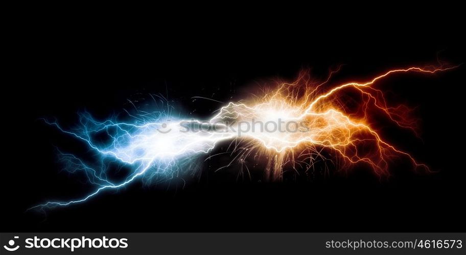 flash of lightning. Conceptual image with flash of lightning against dark background