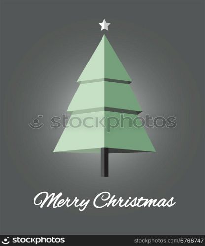 Flat design Christmas card. Christmas tree icon.