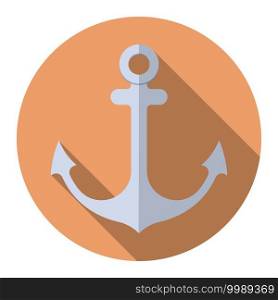 Flat design modern vector illustration of anchor icon with long shadow, isolated.. Flat design modern vector illustration of anchor icon with long shadow, isolated