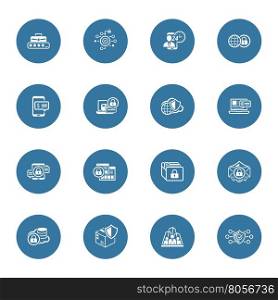 Flat Design Security and Protection Icons Set. Isolated Illustration. App Symbol or UI element. Personal Access and Assistence Symbol, Global Safety and Security Symbol, Payment Security Symbol.