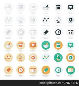 Flat icons set of medical tools and health care set