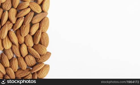 flat lay almonds with copy space. High resolution photo. flat lay almonds with copy space. High quality photo