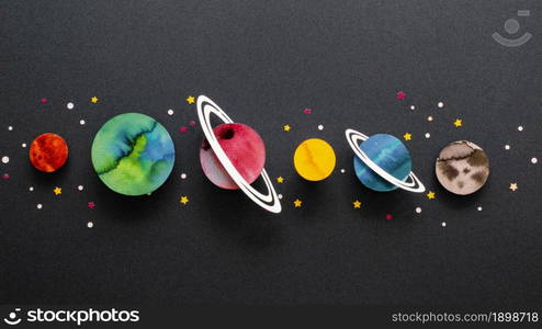 flat lay arrangement creative paper planets. Resolution and high quality beautiful photo. flat lay arrangement creative paper planets. High quality beautiful photo concept