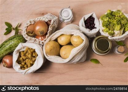 flat lay arrangement vegetables wooden background