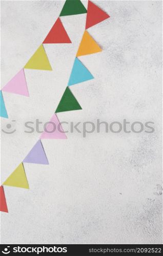 flat lay arrangement with colorful party decorations
