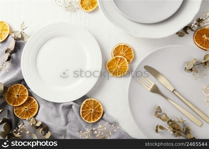 flat lay assortment beautiful tableware table 5