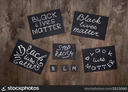 flat lay assortment black lives matter cards