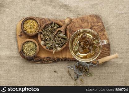 flat lay assortment dried plants cup teas. Resolution and high quality beautiful photo. flat lay assortment dried plants cup teas. High quality beautiful photo concept