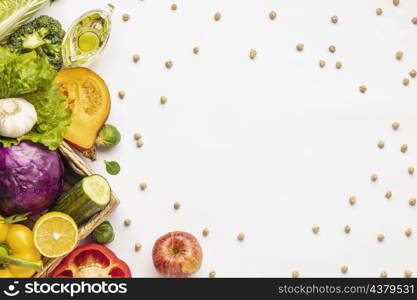 flat lay assortment fresh vegetables with copy space