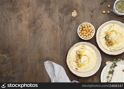 flat lay assortment with delicious local food dish with copy space