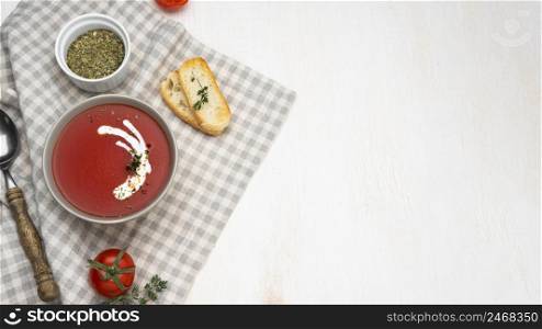 flat lay assortment with delicious local food meal with copy space